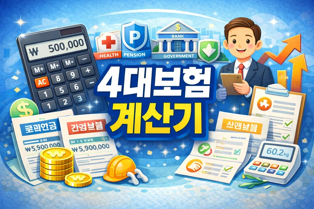 4대보험 계산기: 내 월급에서 빠지는 금액과 회사 부담분까지 무료로 간편 계산 1 4대보험 계산기