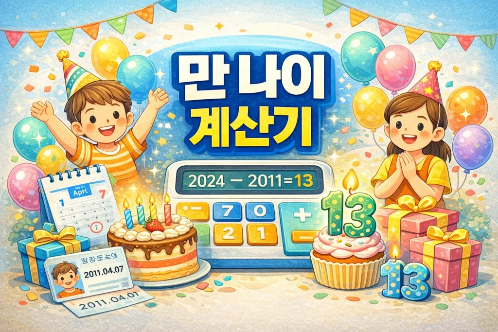 만 나이 계산기 – 생년월일로 오늘 기준 만 나이 바로 계산 1 만 나이 계산기