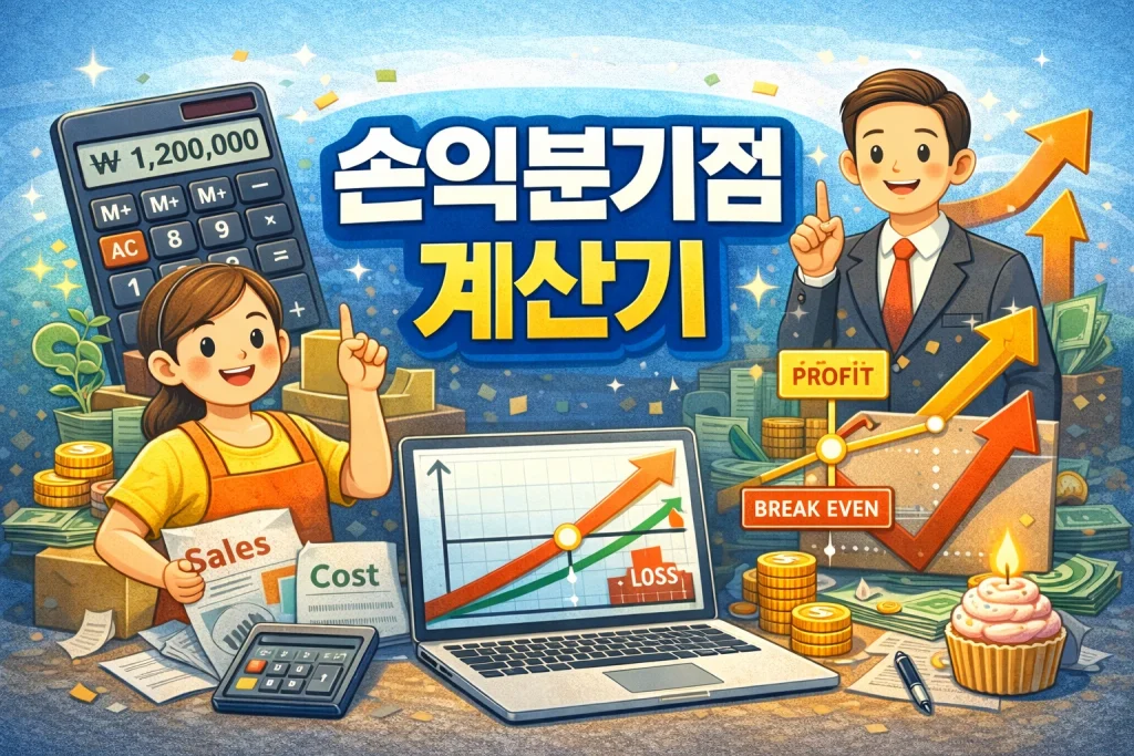 26년 손익분기점 계산기 – 몇 개를 팔아야 손해가 안 날까? 2 손익분기점 계산기