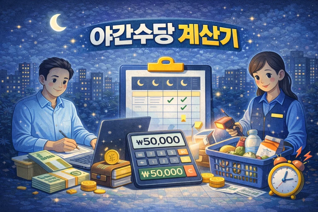 야간수당 계산기 (야간근로수당) – 시급/월급으로 바로 계산 1 야간수당 계산기