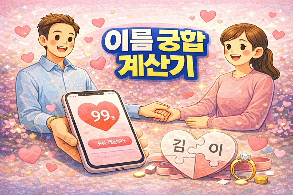 이름 궁합 계산기 – 두 사람 이름으로 궁합 점수 확인 2 이름 궁합 계산기