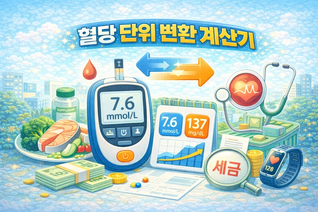 혈당 단위 변환 계산기 (mg/dL ↔ mmol/L) 2 혈당 단위 변환 계산기